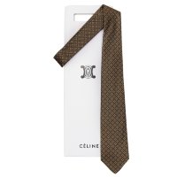 Коричневый галстук с мелкими логотипами Celine 70295