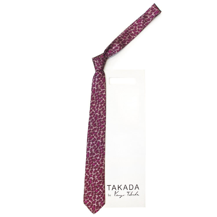Яркий стильный галстук в лиловые леопардовые пятна Kenzo Takada 826199