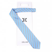Светло-синий галстук с золотистыми полосками Celine 72996