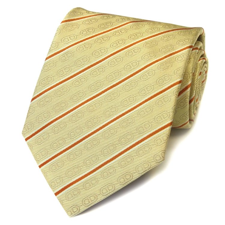 Бледно-желтый галстук в кирпичную полоску Celine 825682