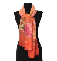 Оранжевый шарф с цветами 38842