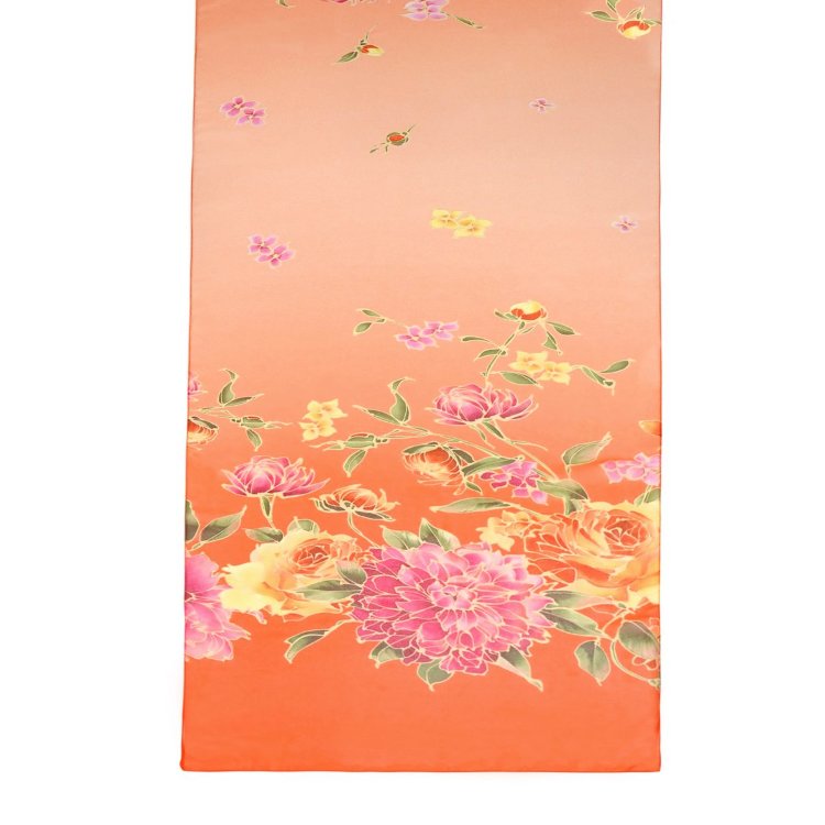 Оранжевый шарф с цветами 38842