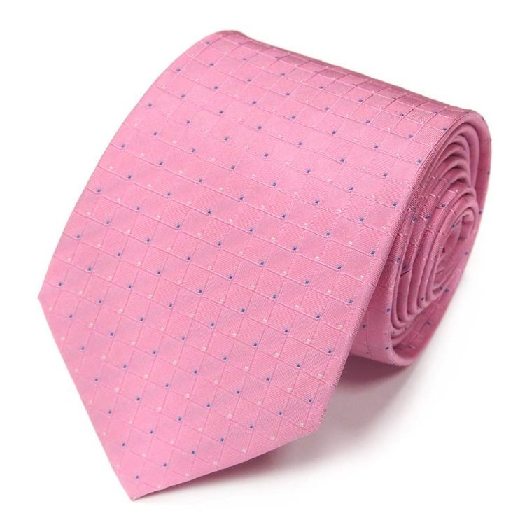 Светло-розовый удлиненный галстук в квадратик с точкой Club Seta 820939