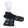Черный зимний шарф с помпонами из меха кролика 71404
