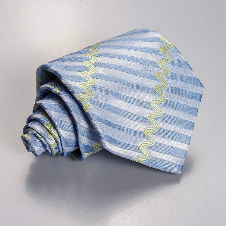 Голубой галстук с волнистыми линиями Emilio Pucci 101779
