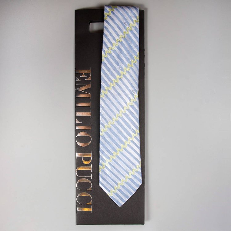Голубой галстук с волнистыми линиями Emilio Pucci 101779