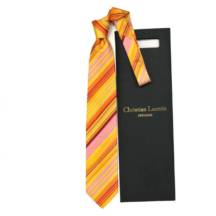 Ярко-желтый полосатый галстук Christian Lacroix 837453