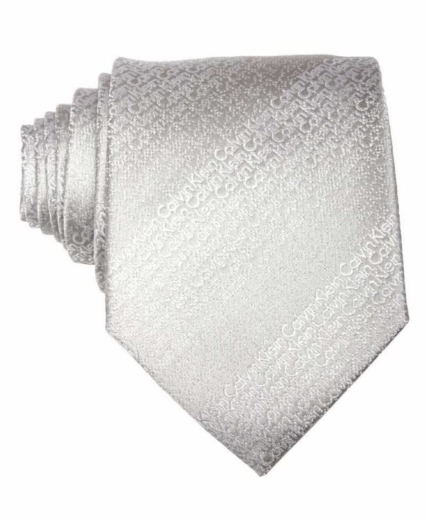 Светло-серый галстук с логотипами Calvin Klein 2102