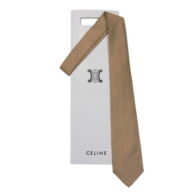 Бежевый галстук с узором Celine 70500